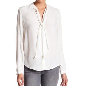 White tie neck blouse